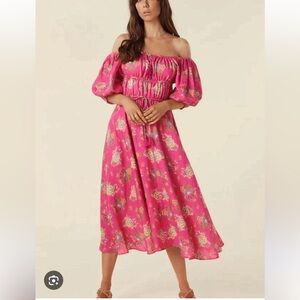 Solstice Linen Soirée Dress In Rose Pink